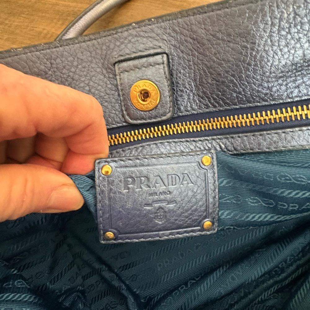 Prada metallic blue Leather handbag - Picture 7 of 14